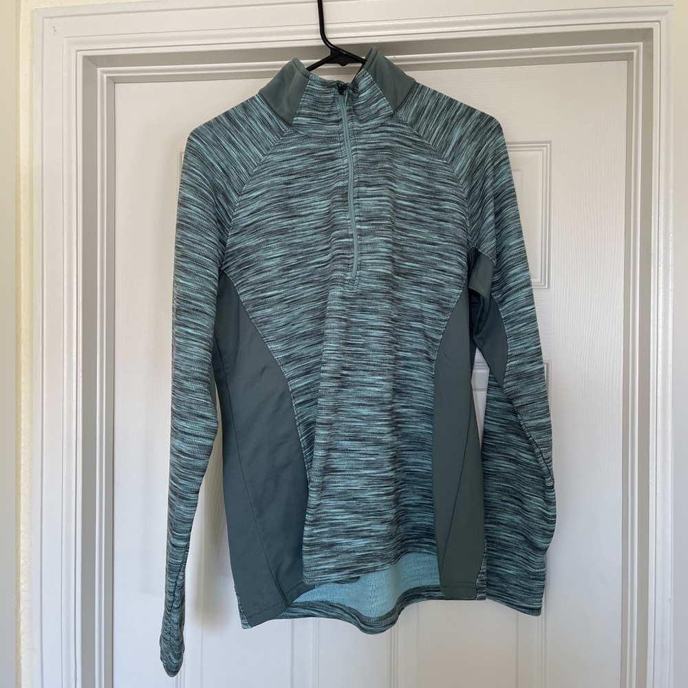 Columbia Heather Green Optic Quarter Zip Sweater GUC XL